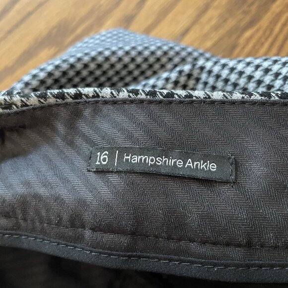 Talbots Women 16 Gray Black Houndstooth Career Straight Leg Hampshire Ankle Pant - Picture 10 of 11